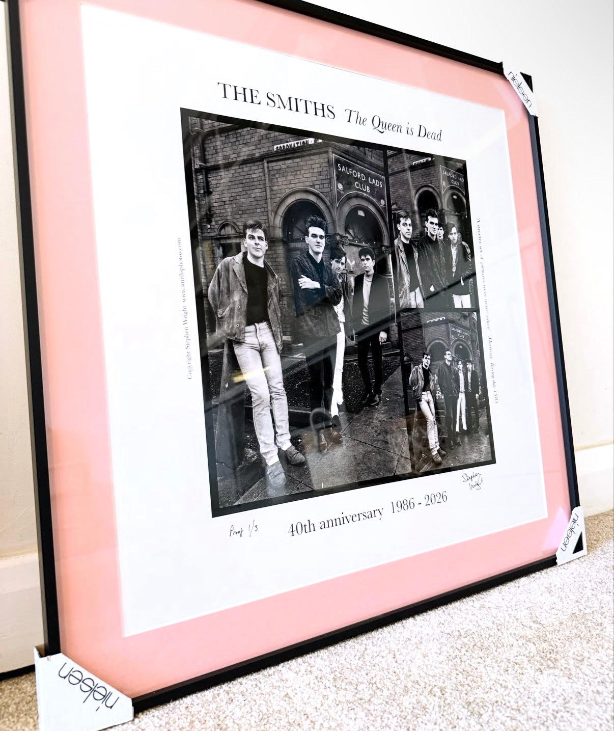 The Smiths - Salford Lads Club Tri-Shot (Dec 1985) Collector’s Edition, Numbered & LTD to 40, 20” by 20” Unframed