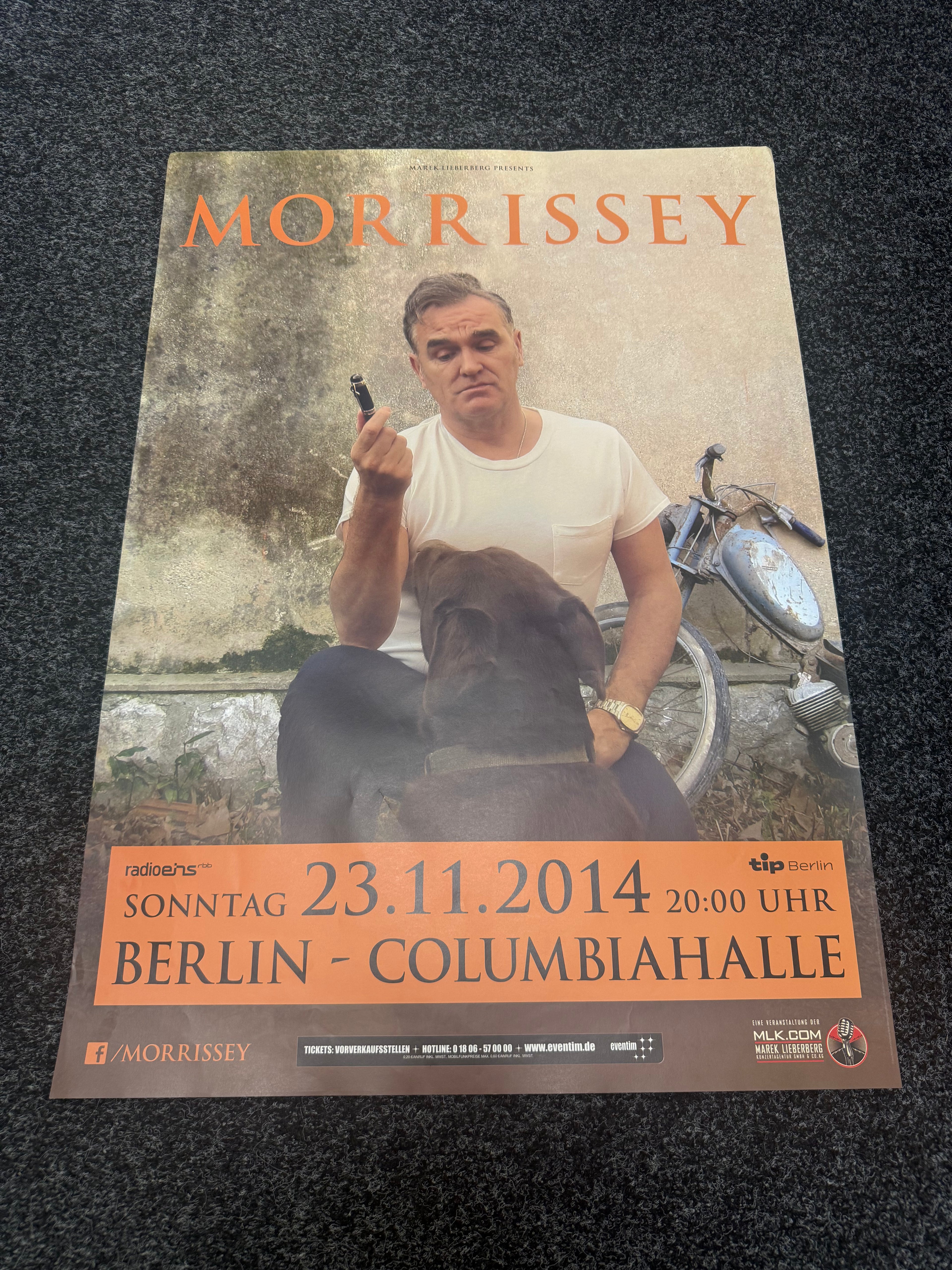 Morrissey - World Peace Tour 2014, Berlin - Columbiahalle Gig Poster 23.11.2014