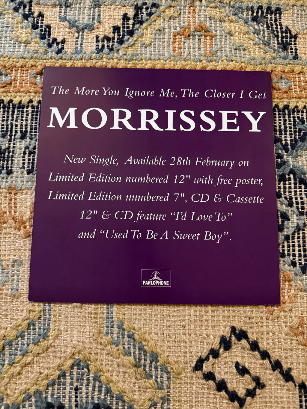Morrissey - The More You Ignore Me, The Closer I Get Double Sided 12” Promo Flat
