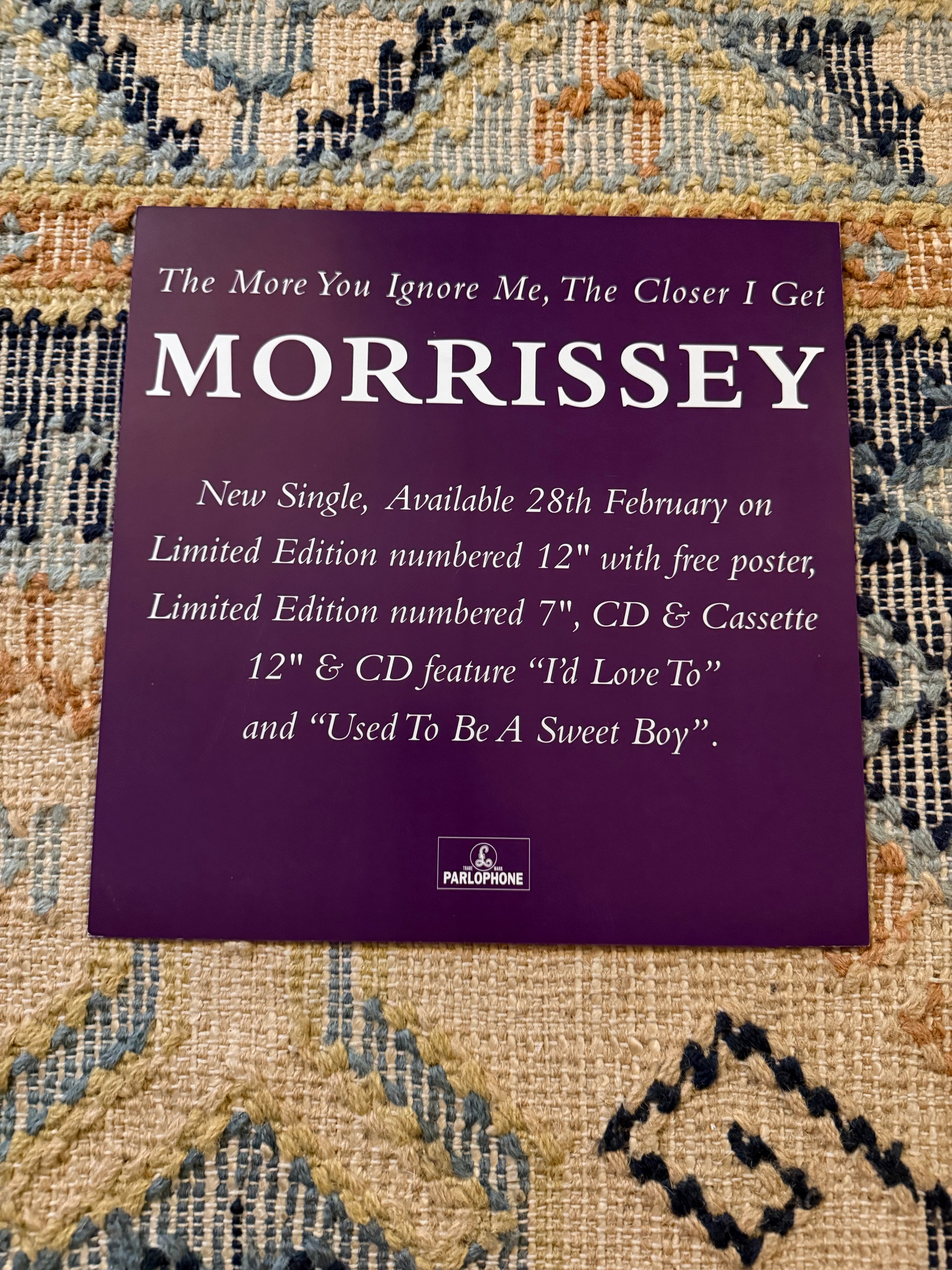 Morrissey - The More You Ignore Me, The Closer I Get Double Sided 12” Promo Flat