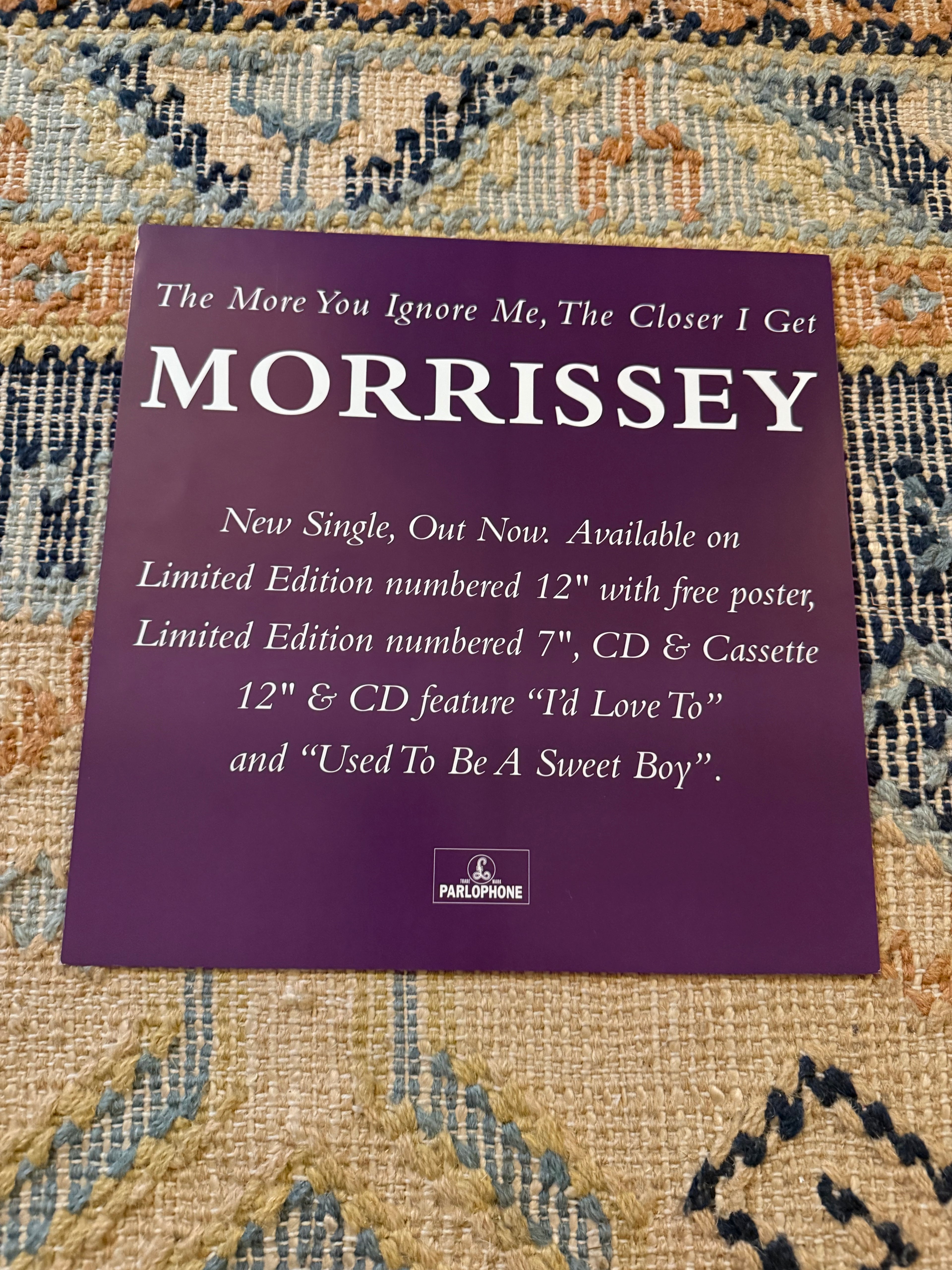 Morrissey - The More You Ignore Me, The Closer I Get Double Sided 12” Promo Flat